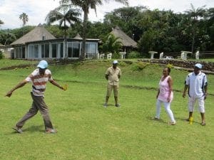 Group doing team building activities