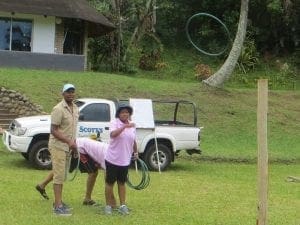 Man and woman team building activity