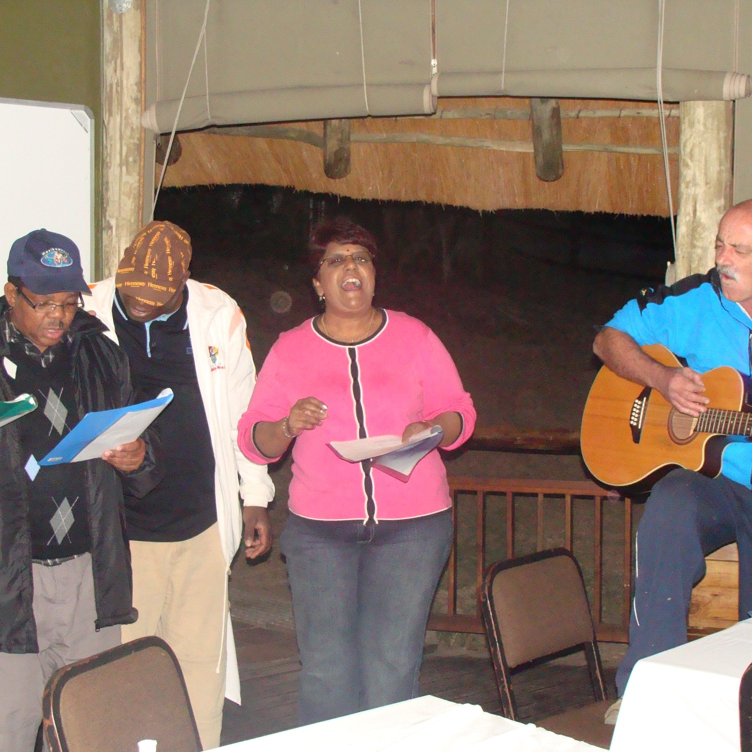 People laughing and singing