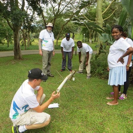 People doing team building exercise